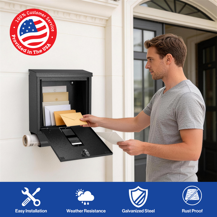 D21B-H - Rainproof Galvanized Steel Mailbox Wall Mount