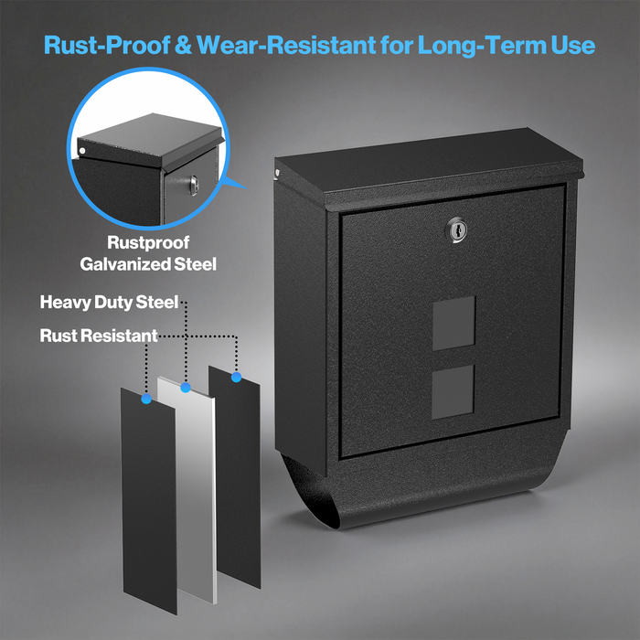 D21B-H - Rainproof Galvanized Steel Mailbox Wall Mount