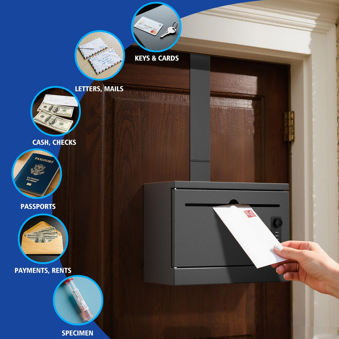 D22-H - Over The Door Steel Drop Box with Combination Lock (Black)