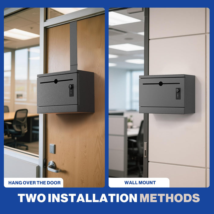 D22-H - Over The Door Steel Drop Box with Combination Lock (Black)