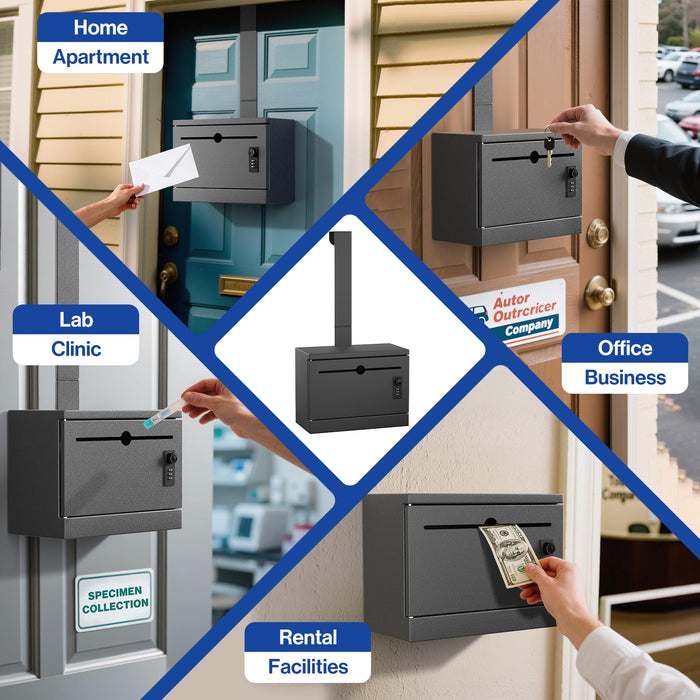 D22-H - Over The Door Steel Drop Box with Combination Lock (Black)