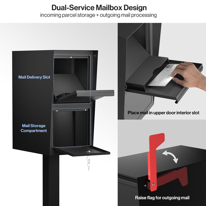 D25-H - Curbside Large Mailbox for Outside (Black)