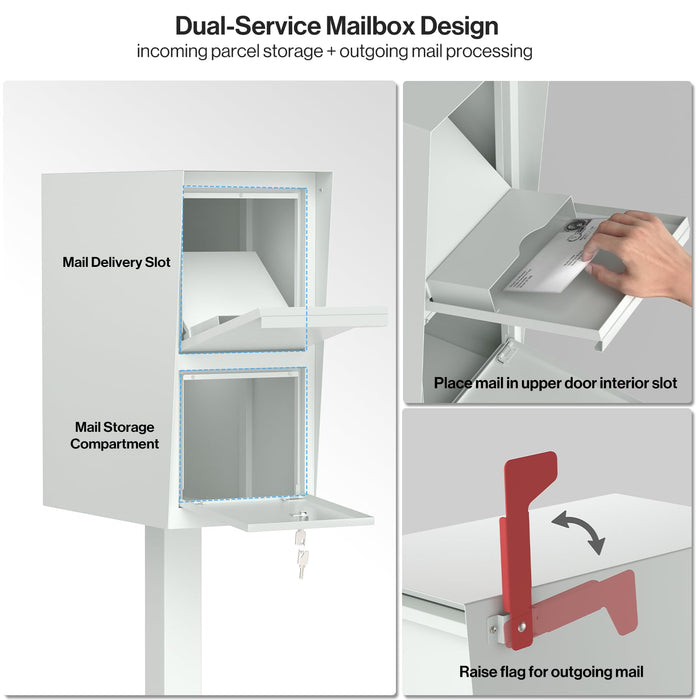 D25-G - Curbside Large Mailbox for Outside (White)