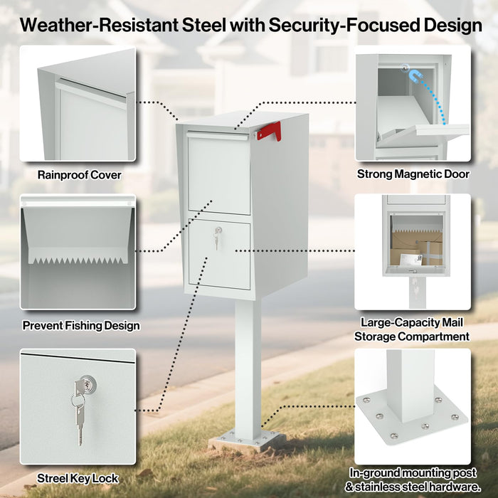 D25-G - Curbside Large Mailbox for Outside (White)