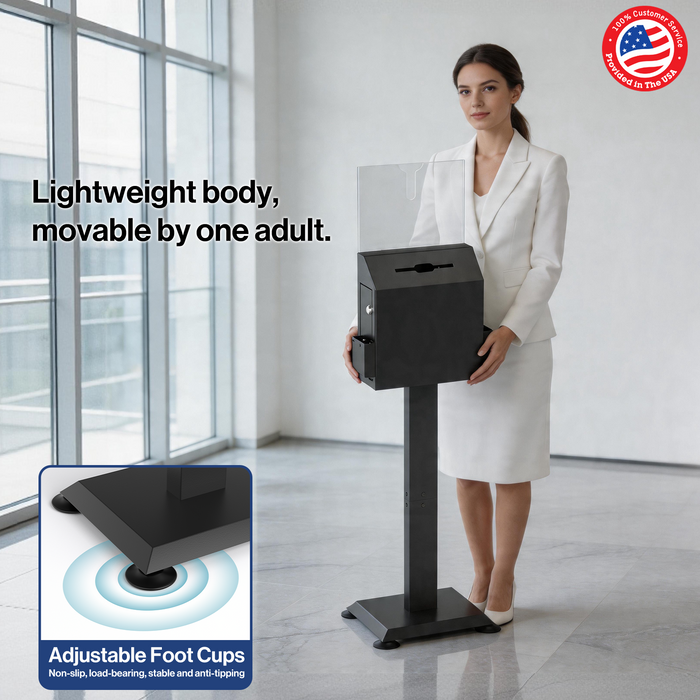 D29-H - Standing Suggestion Box with Top Sign Display, Black