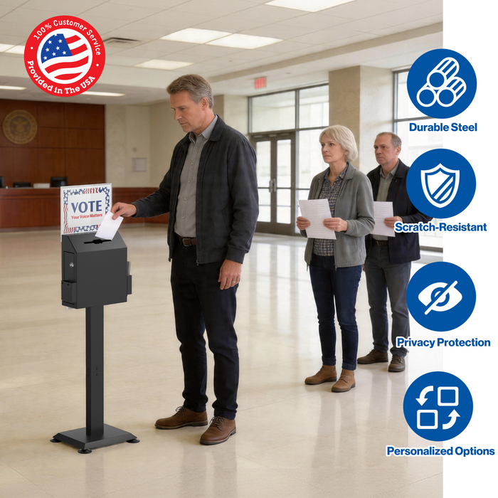 D29-H - Standing Suggestion Box with Top Sign Display, Black