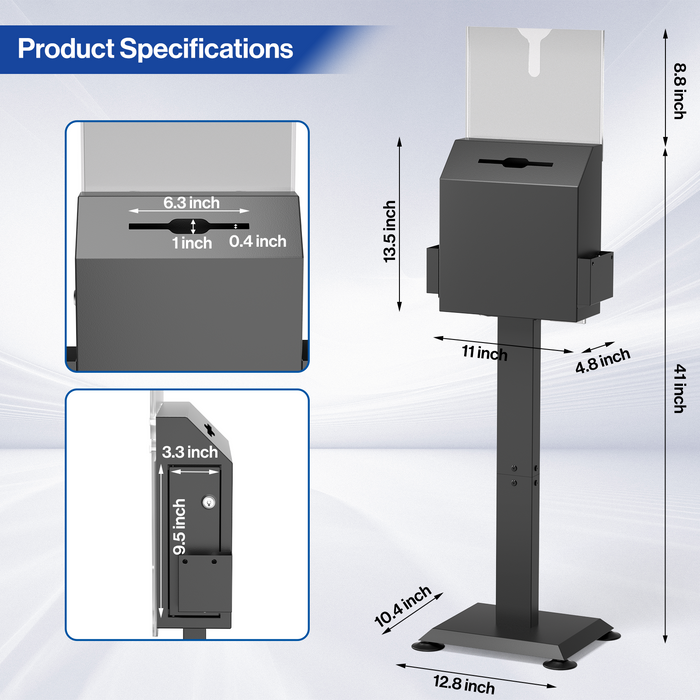 D29-H - Standing Suggestion Box with Top Sign Display, Black