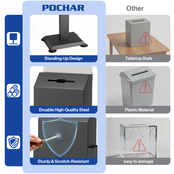 D29-H - Standing Suggestion Box with Top Sign Display, Black