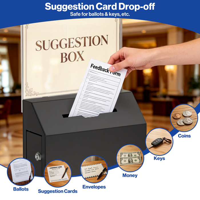 D29-H - Standing Suggestion Box with Top Sign Display, Black