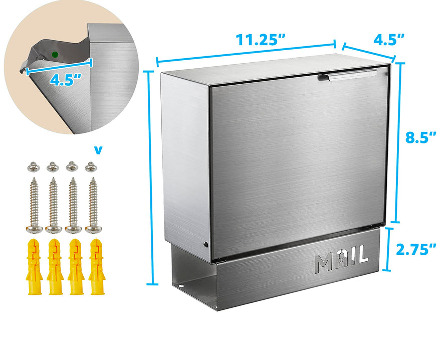 D32 - Stainless Steel Dropbox with Newspaper Holder - 11'' x 4.5'' x 11.50''