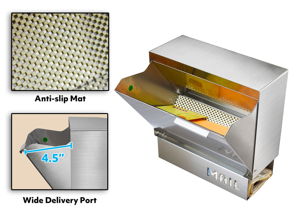 D32 - Stainless Steel Dropbox with Newspaper Holder - 11'' x 4.5'' x 11.50''