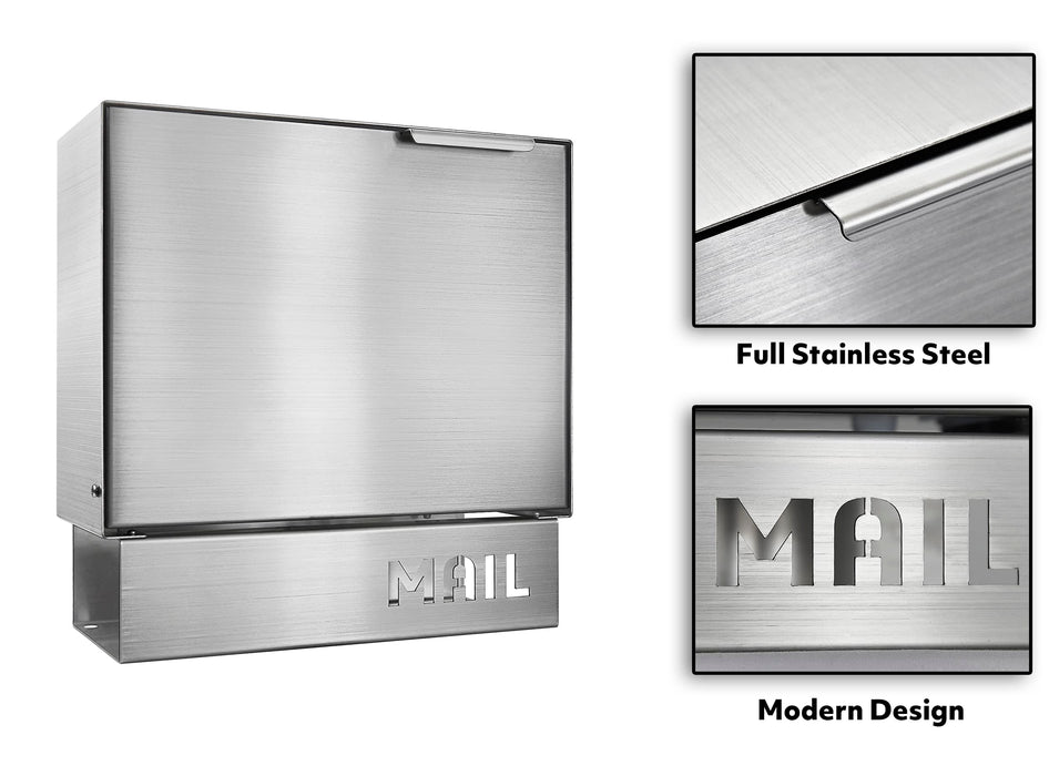 D32 - Stainless Steel Dropbox with Newspaper Holder - 11'' x 4.5'' x 11.50''