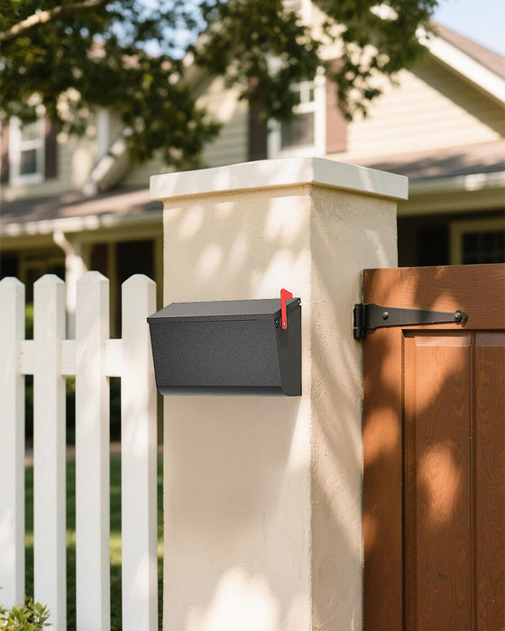 D5-H - Galvanized Steel Modern Black Metal Mailbox