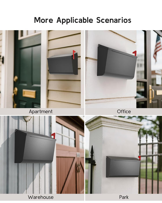 D5-H - Galvanized Steel Modern Black Metal Mailbox