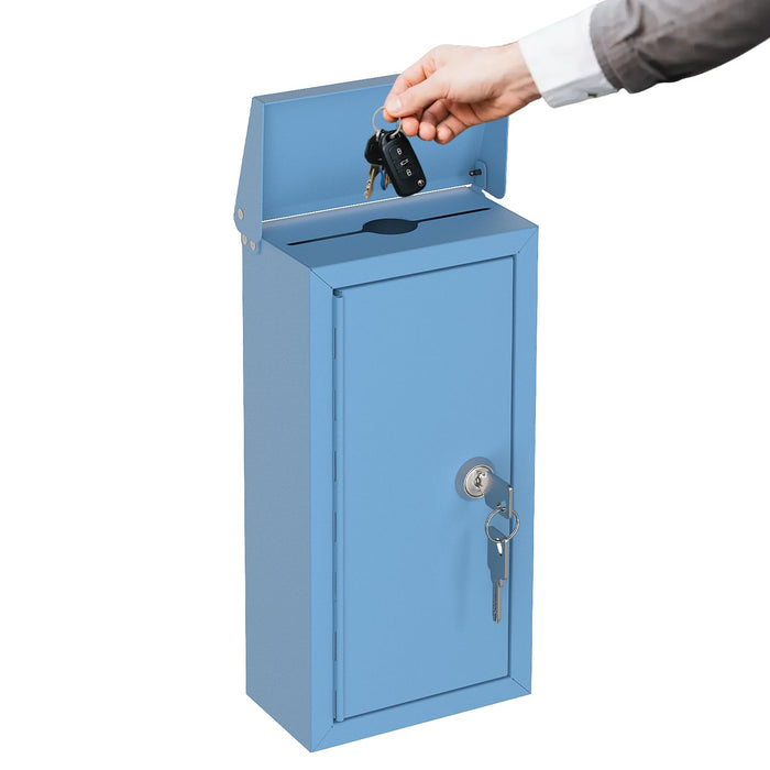 D6-B - Outdoor Large Key Drop Box - 6.125‘‘Lx3’’Dx12‘'H (Blue)