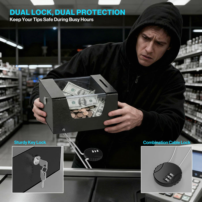 D8-H - Steel Locking Tip Box with Combination Cable Lock