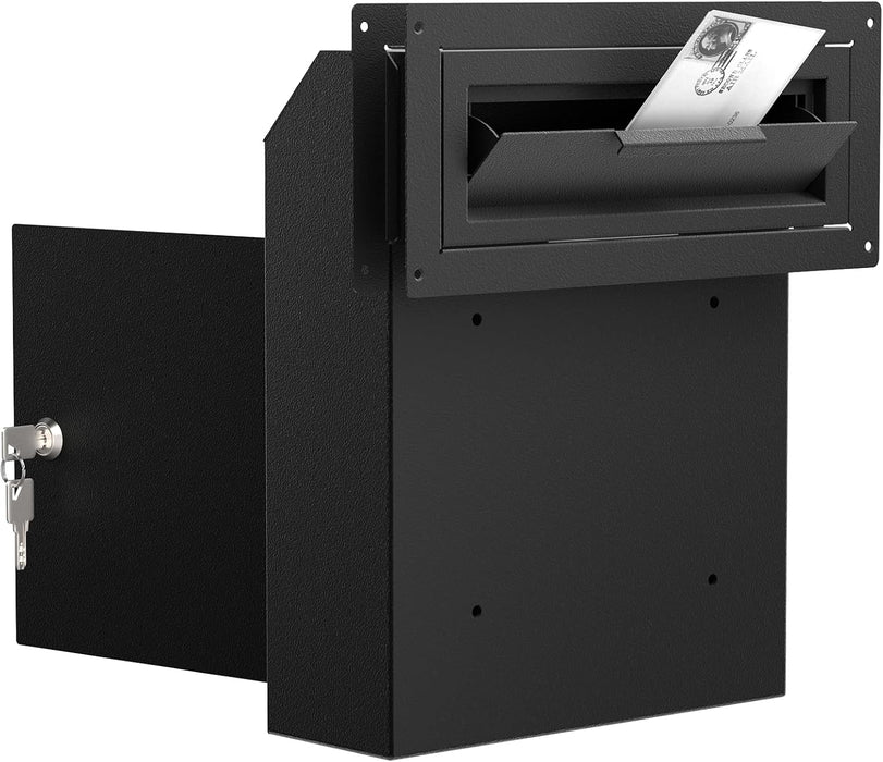 DB1 - Large Through the Door Locking Mailbox for Daily Items, Black