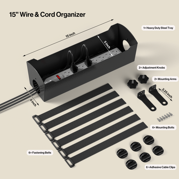 DR3 - 15’’ Under Desk Cable Management Tray