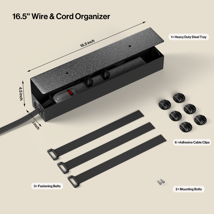 DR4 - 16’’ Under Desk Cable Management Tray