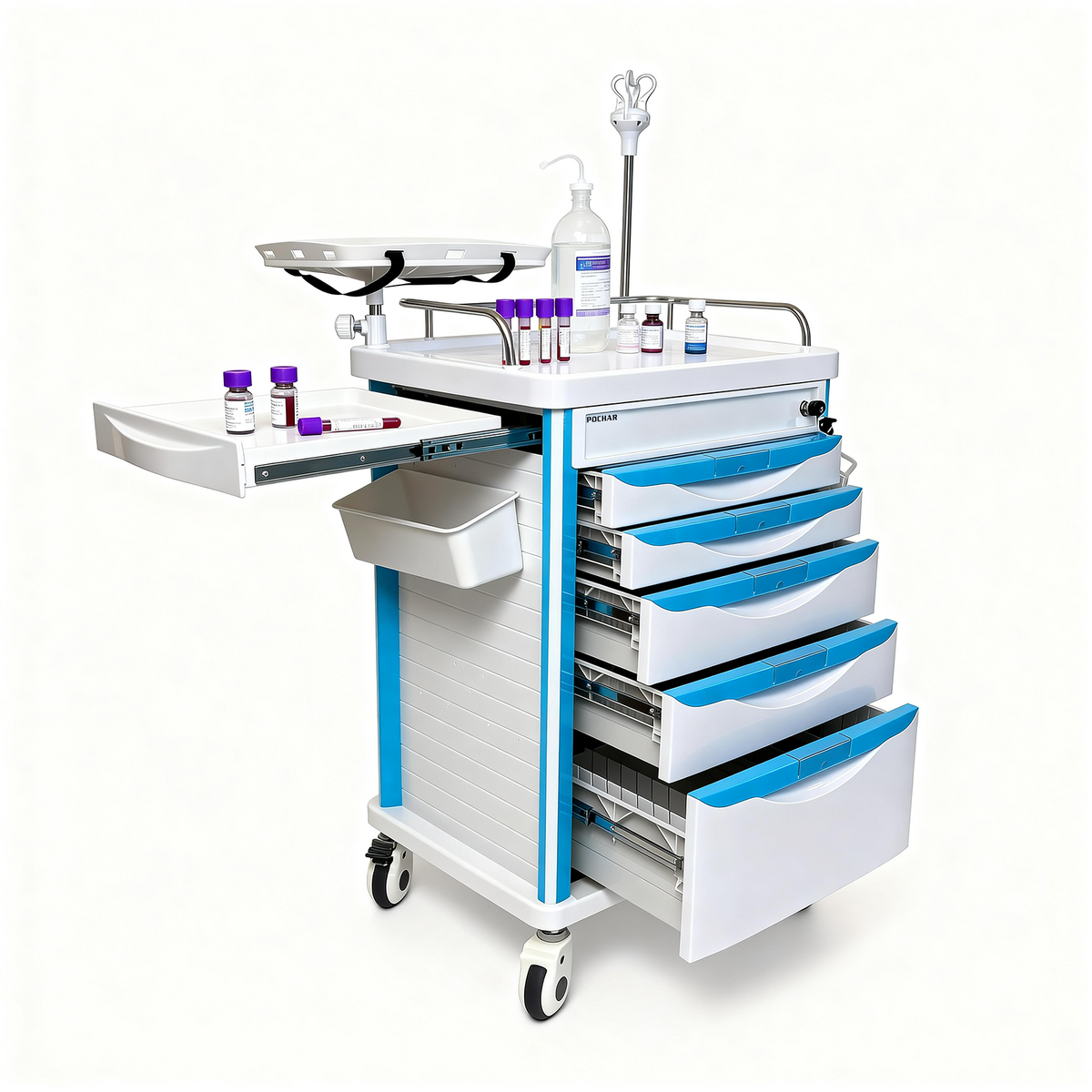 ET-02 - Medical Crash Cart with Emergency Accessory — Pochar LLC