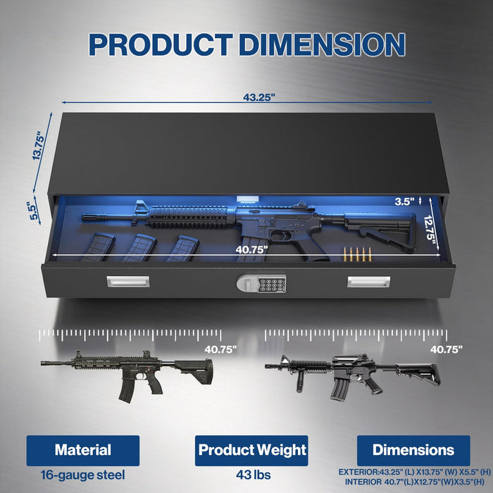 G3H - Under Bed Gun Safe Drawer with Keypad Lock