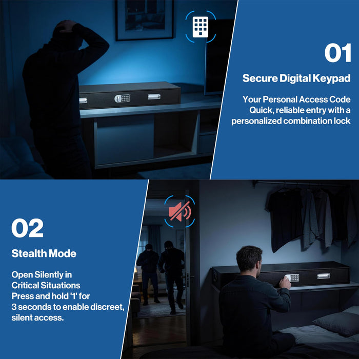 G3H - Under Bed Gun Safe Drawer with Keypad Lock