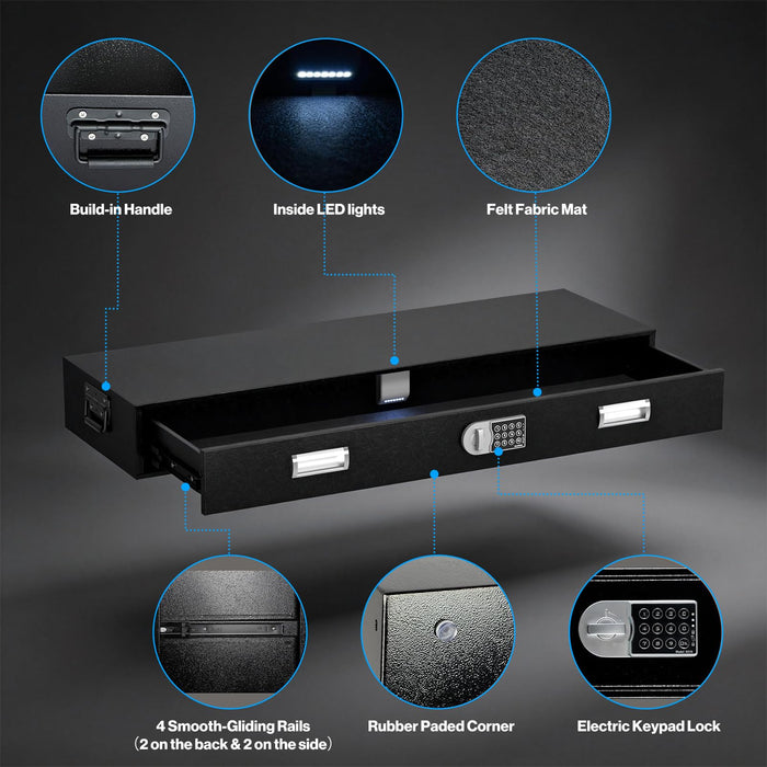 G3H - Under Bed Gun Safe Drawer with Keypad Lock