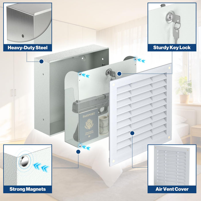 G31-W - Hidden Wall Safe with Air Vent Cover, Key Lock