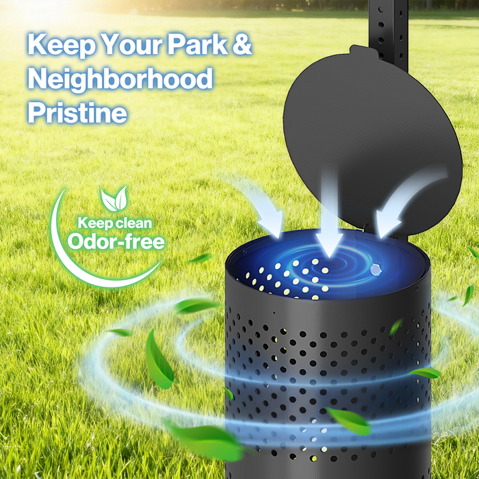 D19 - Aluminum Rustproof Pet Poop Station with 600 Waste Bags & 50 Can Liners