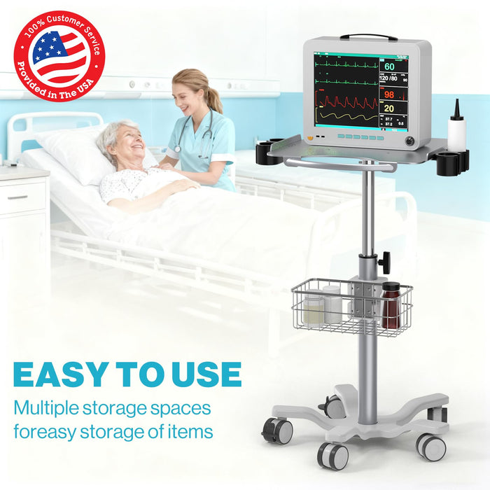 MC-15 - Medical Cart Mobile Trolley Cart with Wheels 22.4"-35.4" Height Adjustable