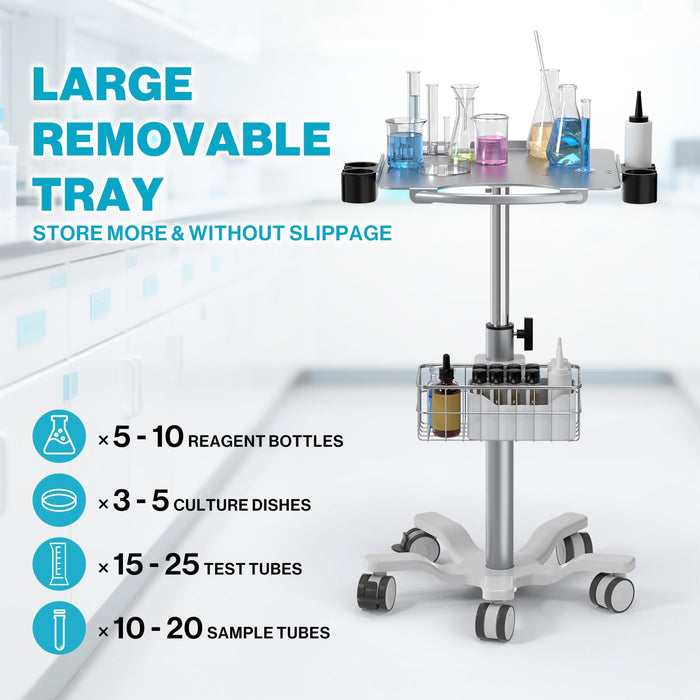 MC-15 - Medical Cart Mobile Trolley Cart with Wheels 22.4"-35.4" Height Adjustable