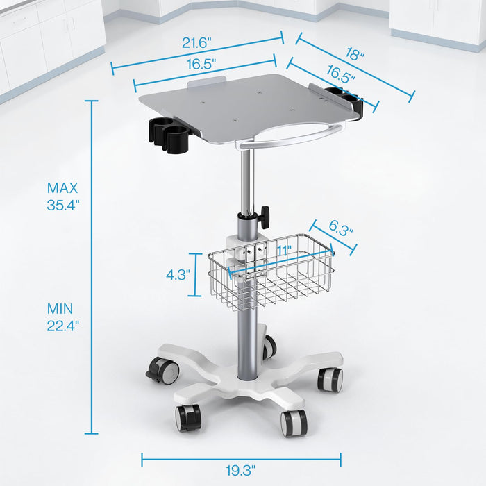 MC-15 - Medical Cart Mobile Trolley Cart with Wheels 22.4"-35.4" Height Adjustable