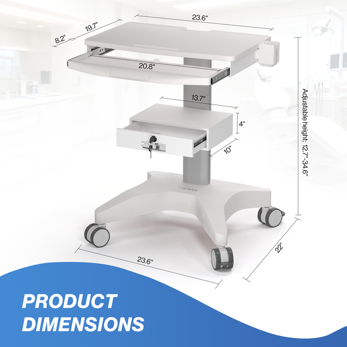 MC-16 - Medical Trolley with Laptop Pallet and Oral Scanner Holder