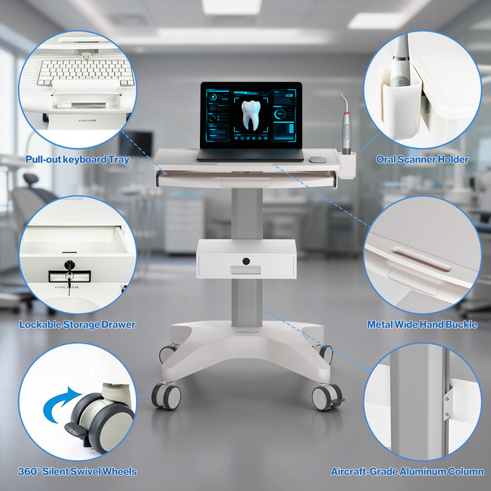 MC-16 - Medical Trolley with Laptop Pallet and Oral Scanner Holder
