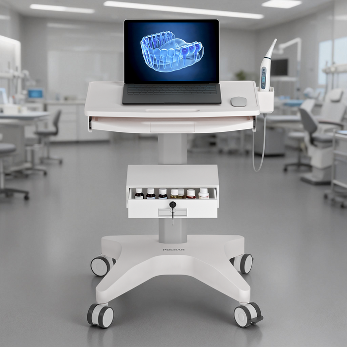 MC-16 - Medical Trolley with Laptop Pallet and Oral Scanner Holder