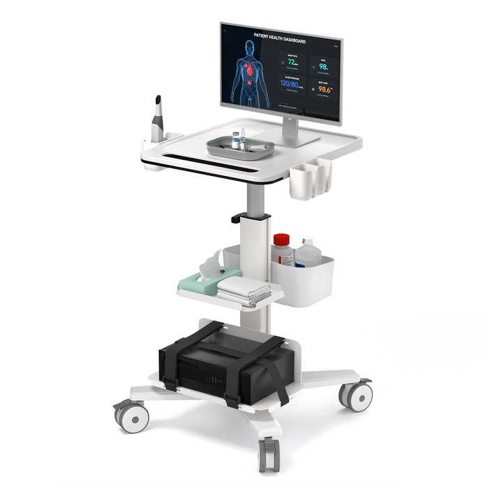 MC-20 - Heavy-Duty Medical Trolley Cart with Laptop Tray & Oral Scanner Holder