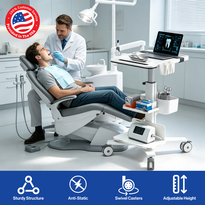 MC-20 - Heavy-Duty Medical Trolley Cart with Laptop Tray & Oral Scanner Holder