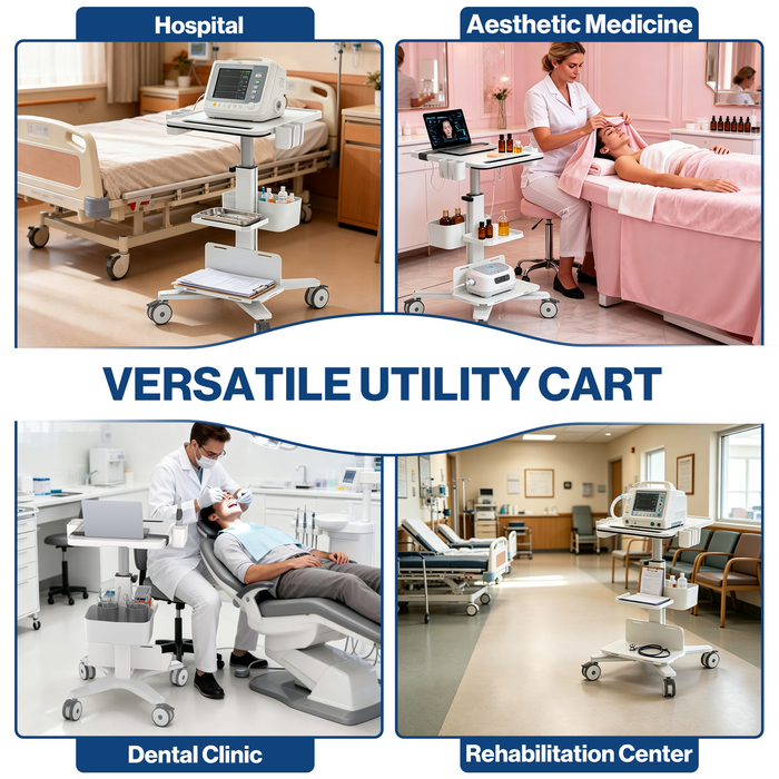 MC-20 - Heavy-Duty Medical Trolley Cart with Laptop Tray & Oral Scanner Holder