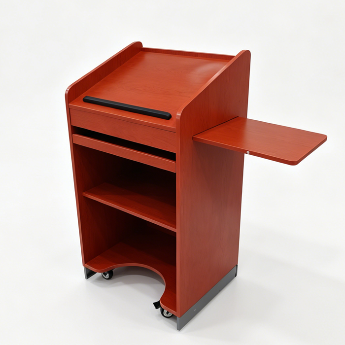 Mobile Lectern Podium with Storage Shelf & Locking Casters for Classroom, Church & Office