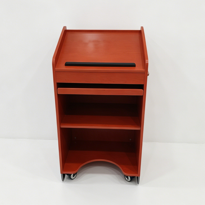 Mobile Lectern Podium with Storage Shelf & Locking Casters for Classroom, Church & Office