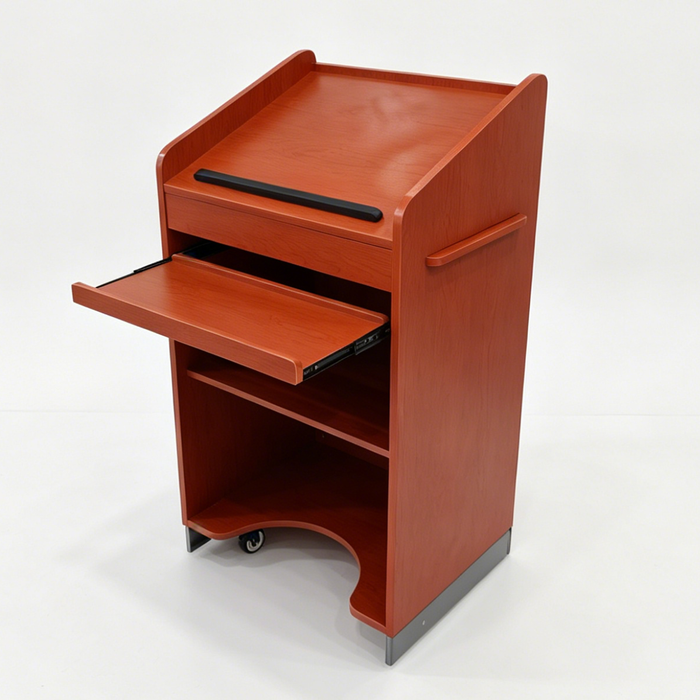 Mobile Lectern Podium with Storage Shelf & Locking Casters for Classroom, Church & Office