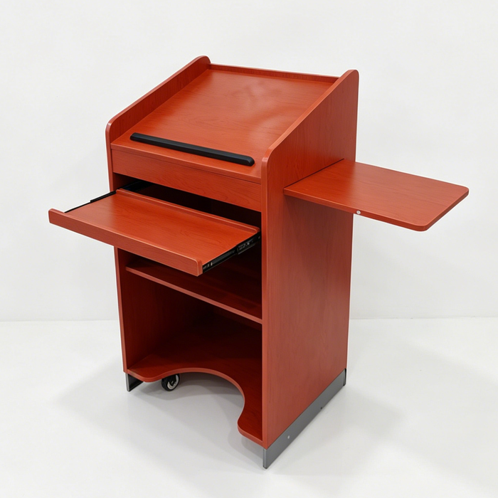 Mobile Lectern Podium with Storage Shelf & Locking Casters for Classroom, Church & Office