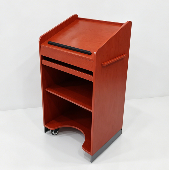 Mobile Lectern Podium with Storage Shelf & Locking Casters for Classroom, Church & Office