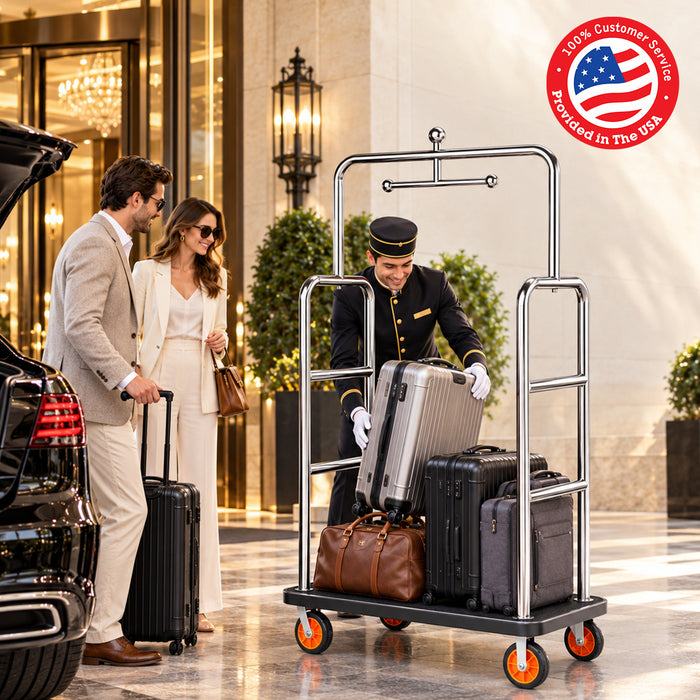 P-AVONK-H0 - Hotel Luggage Cart, 1300 LBS Commercial Baggage Cart for Hospitality