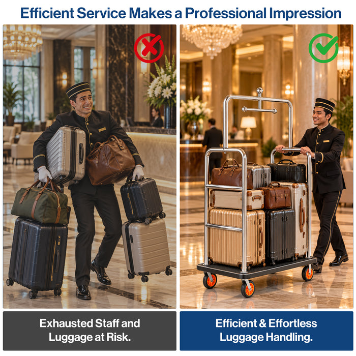 P-AVONK-H0 - Hotel Luggage Cart, 1300 LBS Commercial Baggage Cart for Hospitality