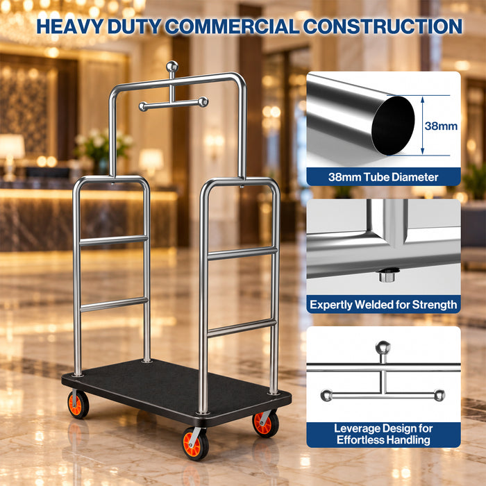 P-AVONK-H0 - Hotel Luggage Cart, 1300 LBS Commercial Baggage Cart for Hospitality