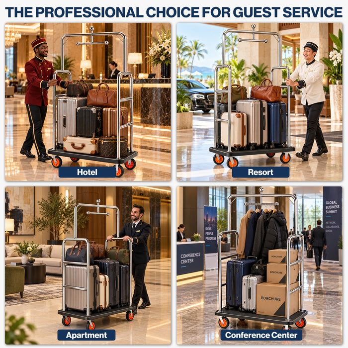 P-AVONK-H0 - Hotel Luggage Cart, 1300 LBS Commercial Baggage Cart for Hospitality
