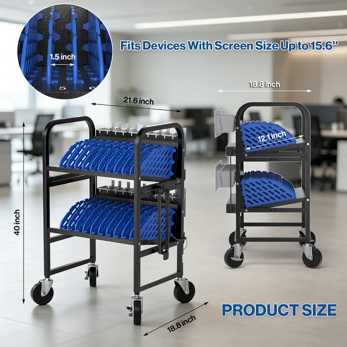 P-C20AK-H0 - 20-Device Laptop Charging Cart, Mobile Chromebook Charging Station