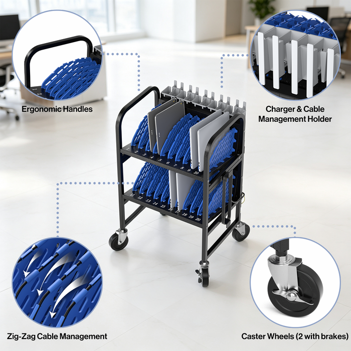 P-C20AK-H0 - 20-Device Laptop Charging Cart, Mobile Chromebook Charging Station