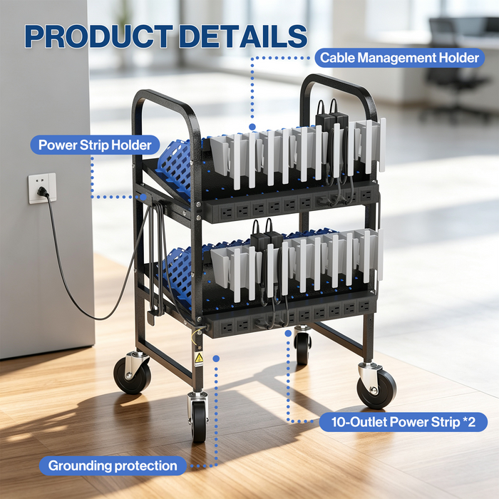 P-C20AK-H0 - 20-Device Laptop Charging Cart, Mobile Chromebook Charging Station